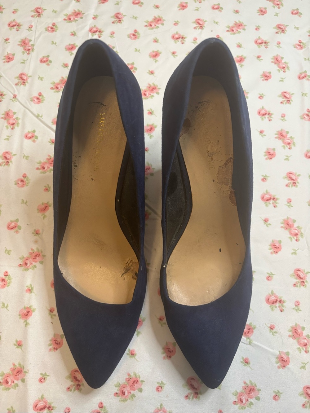 Saks Fifth Avenue Navy Pointed-Toe Suede Pumps